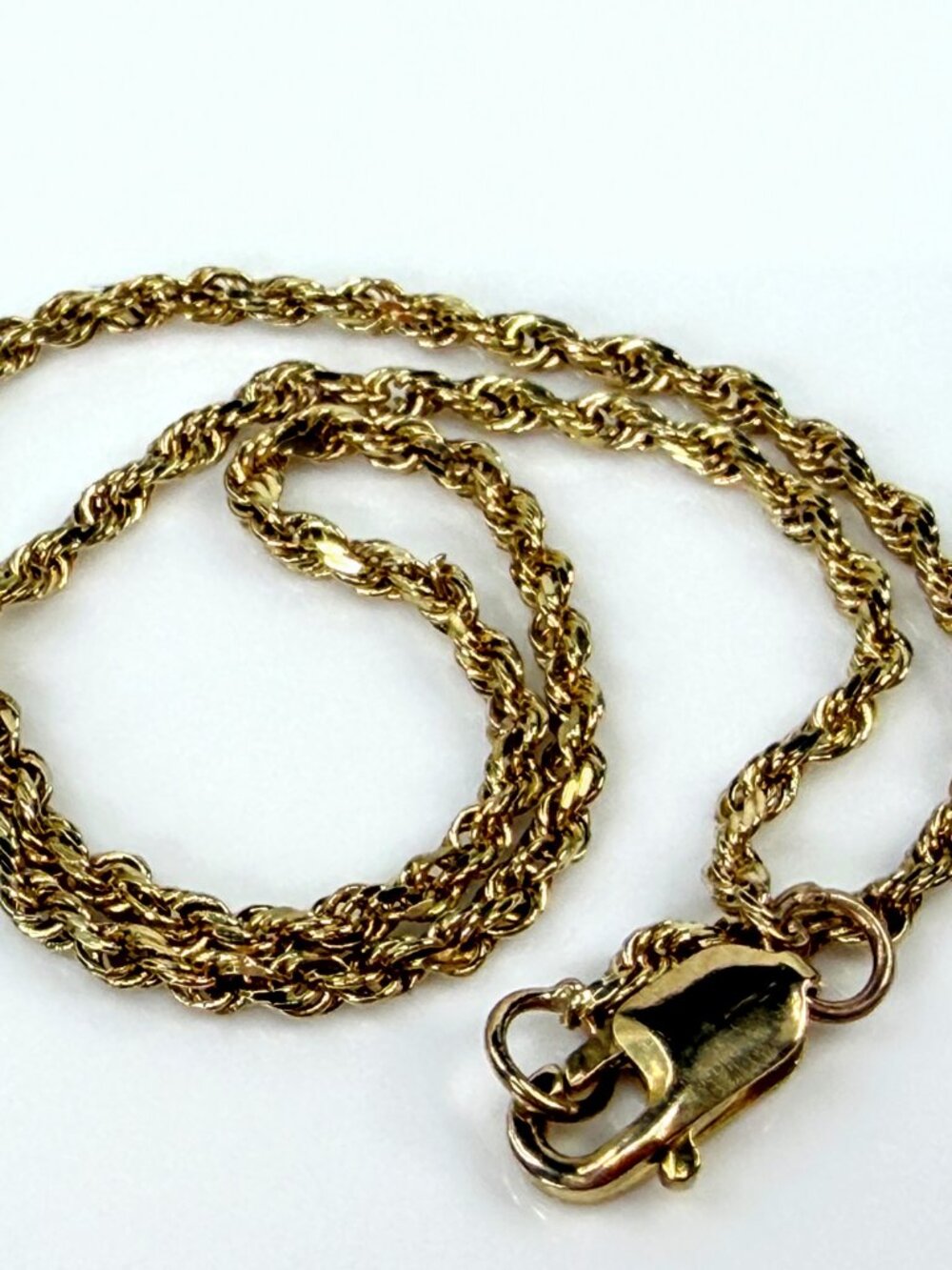 Vintage 14K Yellow Gold 1.5mm Rope Chain Bracelet 7"-7.25" 1.5g JR2210